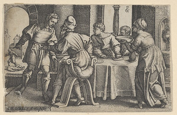 Georg Pencz:Tobias Leaving the Table from The Story of Tobia-16x12"(A3) Poster