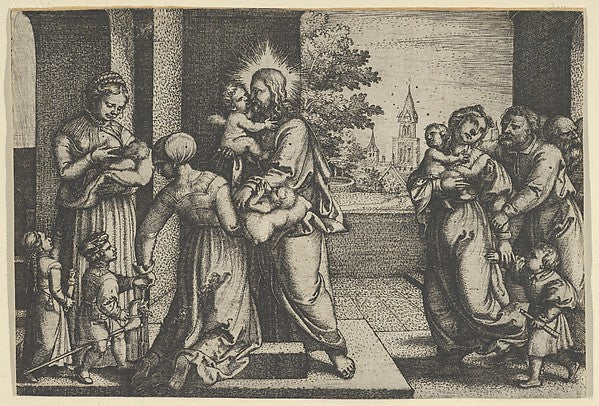 Georg Pencz:Christ and the Children -16x12"(A3) Poster