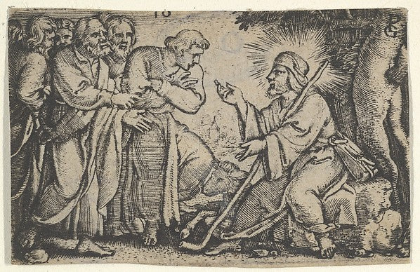 Georg Pencz:Christ Speaking to the Disciples from The Story -16x12"(A3) Poster