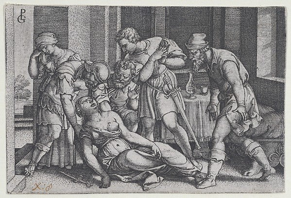 Georg Pencz:Suicide of Lucretia from Scenes from Roman Histo-16x12"(A3) Poster
