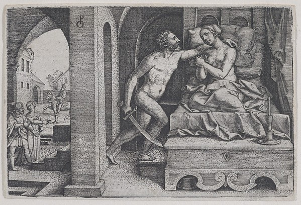 Georg Pencz:Tarquinius Rapes Lucretia from Scenes from Roman-16x12"(A3) Poster
