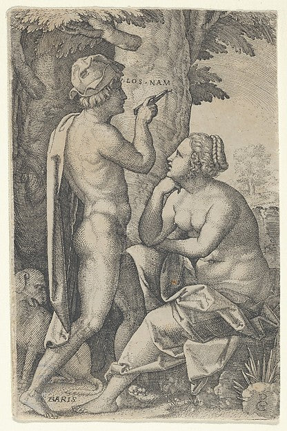 Georg Pencz:Paris and Oenone from The Greek Heroines 1539-16x12"(A3) Poster