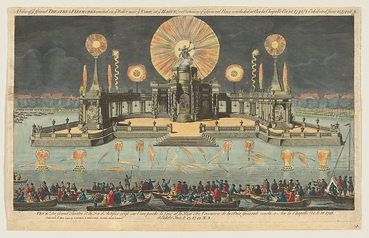 A View of ye Grand Theatre & Fireworks erected on ye Water nea,16x12"(A3)Poster