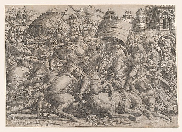 Battle Before Troy 1535–55-Jean Mignon, After Luca Penni,  Poster Print Wall Art
