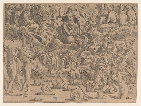 The Last Judgment 1535–55-Jean Mignon, after Luca Penni,  Poster Print Wall Art