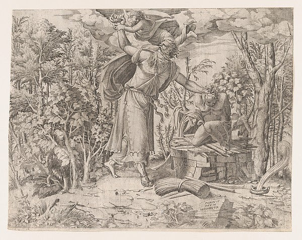 Abraham Sacrificing Isaac 1535–55-Jean Mignon, After Luca Penn,  Poster Print Wall Art