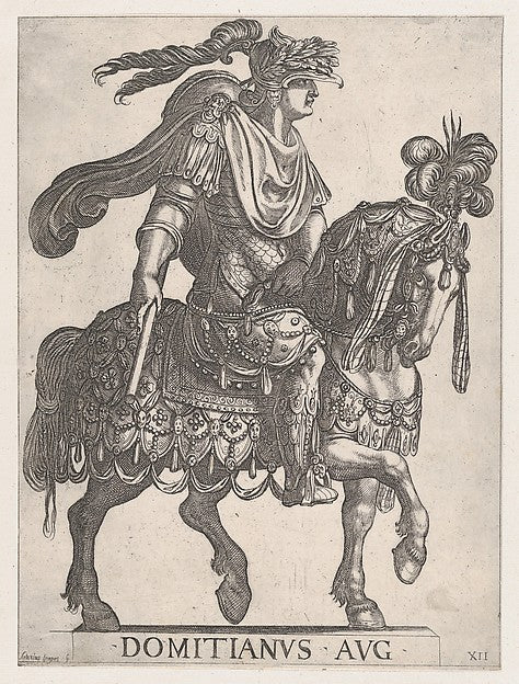 Plate 12: Emperor Domitian on horseback facing right from the , Poster Print