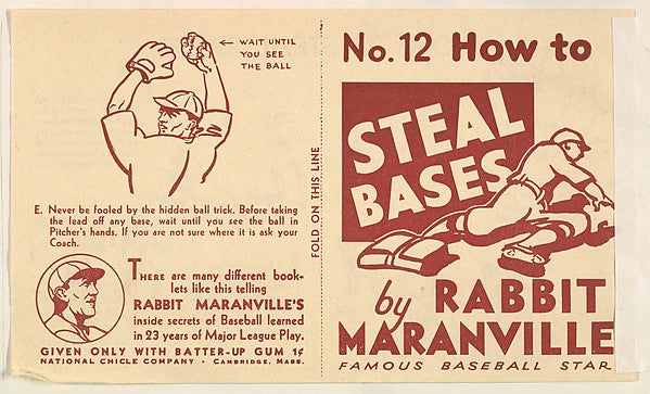 :No. 12 How to Steal Bases 1936-16x12"(A3) Poster