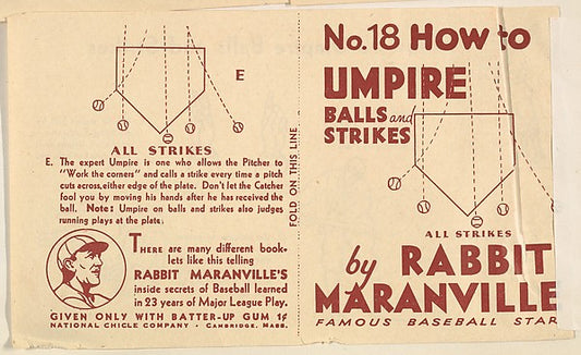 :No. 18 How to Umpire Balls and Strikes 1936-16x12"(A3) Poster