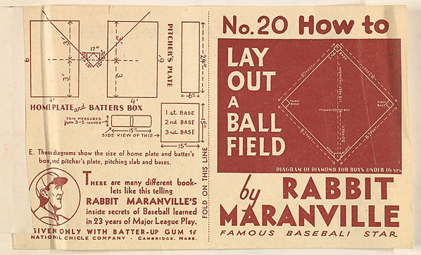 :No. 20 How to Lay Out a Ball Field 1936-16x12"(A3) Poster