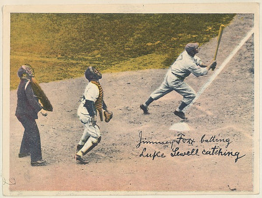 :Jimmie Foxx Batting Luke Sewell Catching from the Colored P-16x12"(A3) Poster
