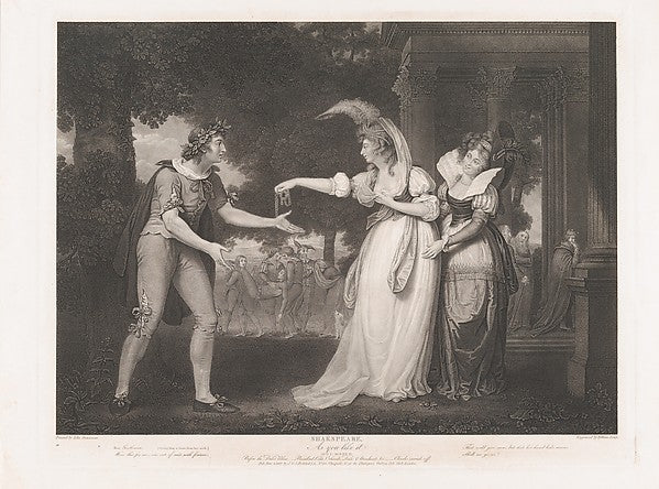 Before the Duke's Palace–Rosalind  Celia  Orlando  the Duke &,  Poster Print Wall Art
