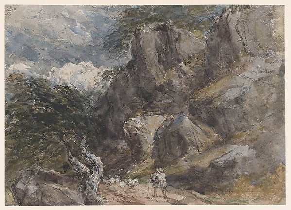 David Cox:Driving Sheep in a Rocky Landscape c1846-16x12"(A3) Poster