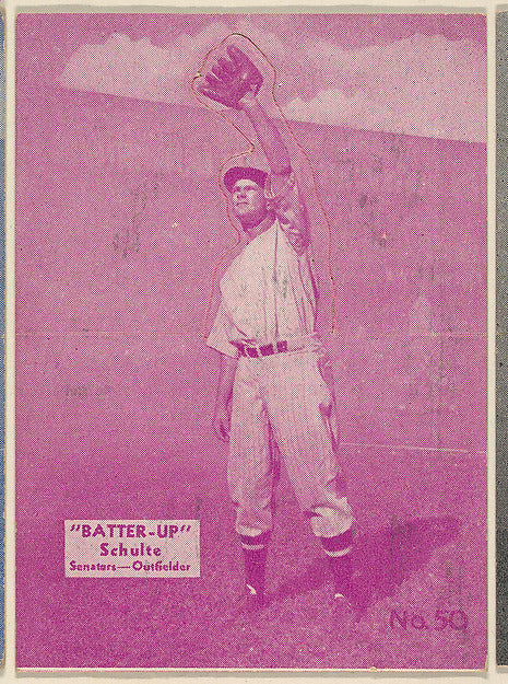 :Card 50 Schulte Senators Outfielder  from the Batter Up ser-16x12"(A3) Poster