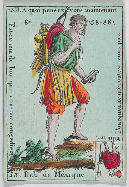 Anonymous, French, 18th century:Hab.t du Méxique from playin-16x12"(A3) Poster