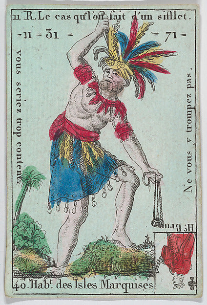 Anonymous, French, 18th century:Hab.ts de l'Isle Marquises f-16x12