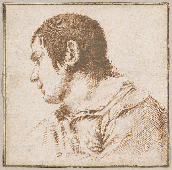 Circle of Guercino:Young Boy in Bust-Length c1619–30-16x12"(A3) Poster