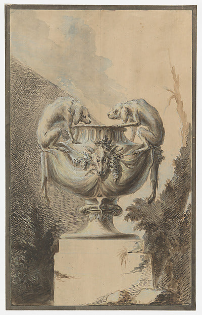 Paul Egell:Design for a Garden Vase with Hunting Theme c1740-16x12"(A3) Poster
