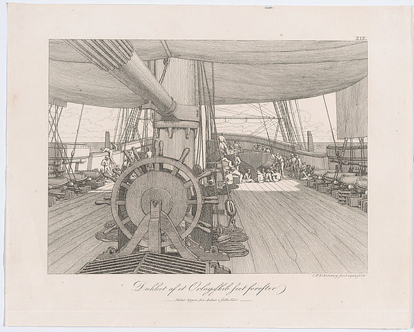 Christoffer Wilhelm Eckersberg:Deck of a Warship c1833-16x12"(A3) Poster