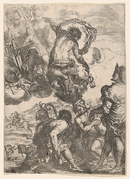 Anonymous, Italian, 17th century:Mercury  Juno Mars and a gr-16x12"(A3) Poster