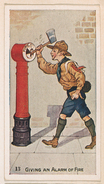 :Card 13 Giving an Alarm of Fire from the Boy Scouts series -16x12"(A3) Poster