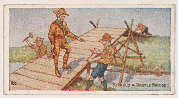 :Card 33 To Build a Trestle Bridge from the Boy Scouts serie-16x12"(A3) Poster
