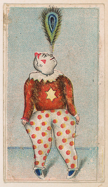 :Clown balancing feather on nose from the Circus Caramels se-16x12"(A3) Poster