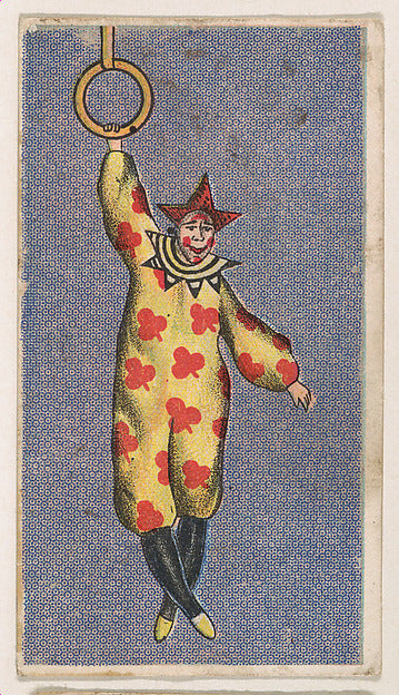 :Clown hanging from gymnastic ring from the Circus Caramels -16x12"(A3) Poster