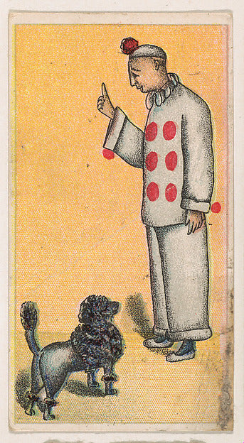:Clown working with black dog from the Circus Caramels serie-16x12"(A3) Poster