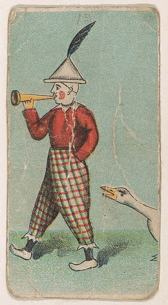 :Goose following clown playing horn from the Circus Caramels-16x12"(A3) Poster