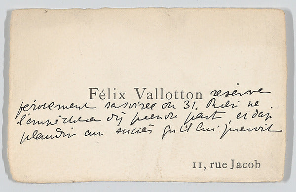 Anonymous:Félix Vallotton calling c1885–1925-16x12"(A3) Poster