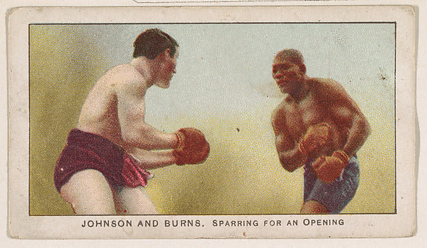 :Johnson and Burns Sparring for an Opening from the 27 Scrap-16x12"(A3) Poster