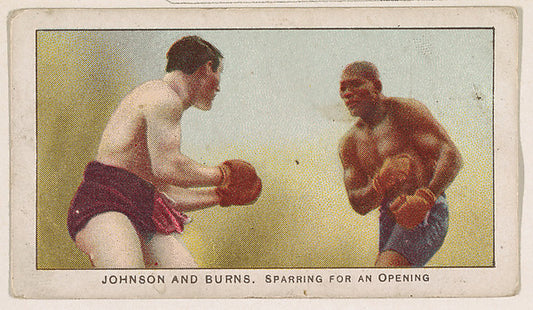 :Johnson and Burns Sparring for an Opening from the 27 Scrap-16x12"(A3) Poster