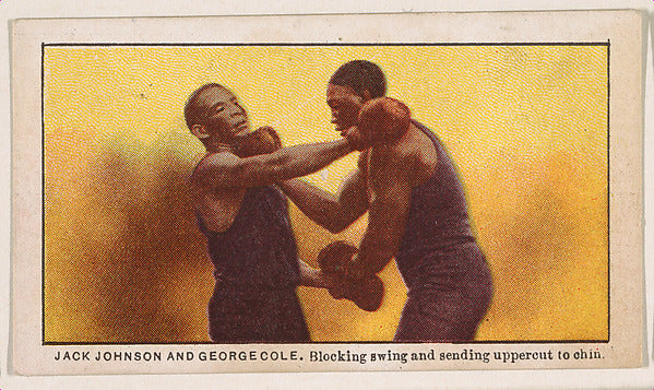 :Jack Johnson and George Cole Blocking Swing and Sending Upp-16x12"(A3) Poster