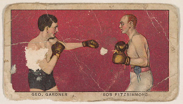 :George Gardner Fighting Bob Fitzsimmons from the 44 Scrappe-16x12"(A3) Poster