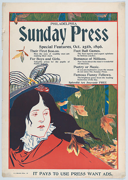 Sunday Press: October  1896 1896-George Reiter Brill,16x12"(A3)Poster