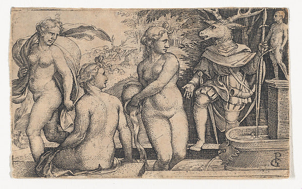 Georg Pencz:Diana and Actaeon -16x12"(A3) Poster