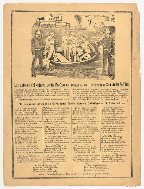 José Guadalupe Posada:Broadsheet showing the perpetrators of-16x12"(A3) Poster