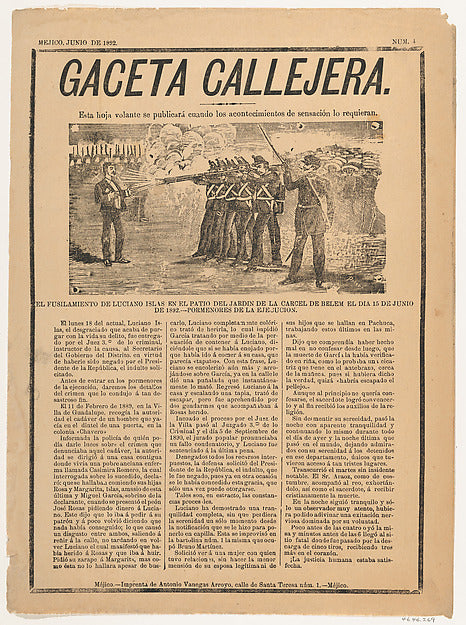 José Guadalupe Posada:Page from the periodical 'Gaceta Calle-16x12"(A3) Poster