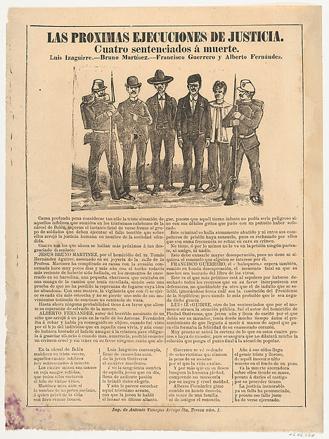 José Guadalupe Posada:Broadsheet relating to the execution o-16x12"(A3) Poster