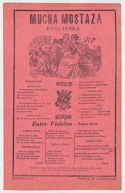 José Guadalupe Posada:Broadsheet with songs for a two-step d-16x12"(A3) Poster