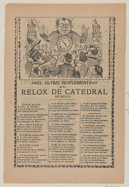 José Guadalupe Posada:Broadsheet relating to the new clock i-16x12"(A3) Poster