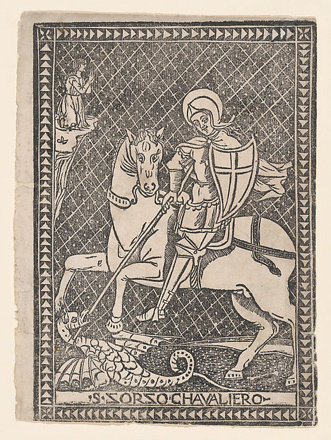 Anonymous, Italian - Saint George on horseback 1519, Poster Print Wall Art