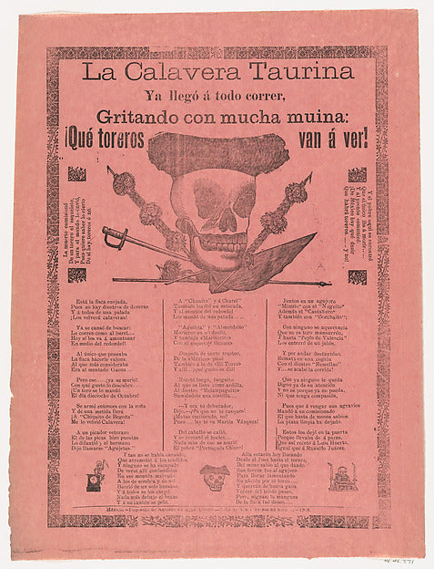 José Guadalupe Posada:Broadsheet relating to the bullfightin-16x12"(A3) Poster