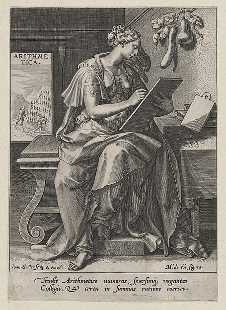 Johann Sadeler I , After Maerten de Vos:Arithmetica from The-16x12"(A3) Poster