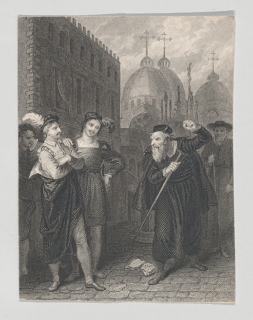After Frederick Bacon:Salanio Salerio and Shylock 1825–40-16x12"(A3) Poster