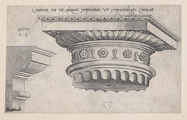 Speculum Romanae Magnificentiae -  Doric capital 1528-Agostino V,  Poster Print Wall Art