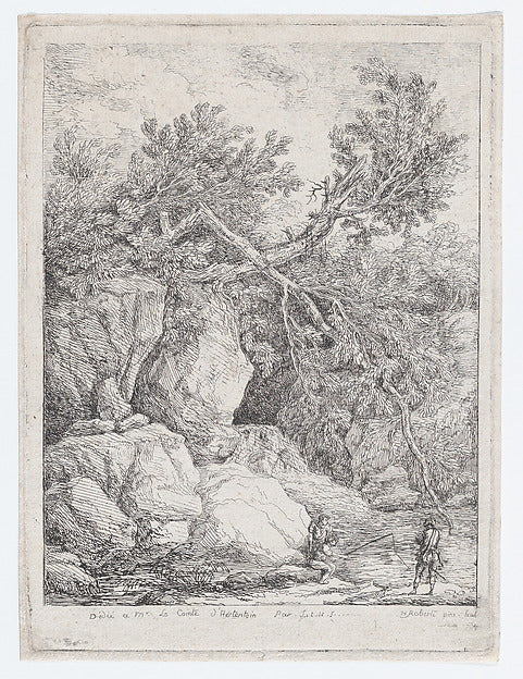 Hubert Robert:Landscape with a Fallen Tree 1764-16x12"(A3) Poster