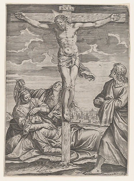 The Crucifixion 1582-Agostino Carracci, After Paolo Veronese ,  Poster Print Wall Art