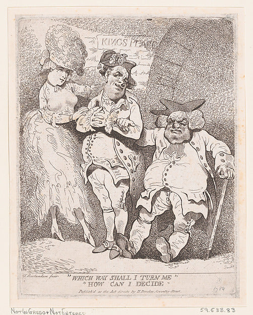 Which Way Shall I Turn Me? How Can I Decide? c1780-Thomas Rowl,16x12"(A3)Poster